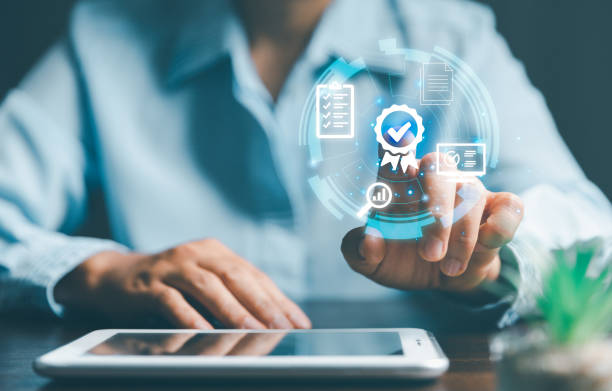istock Standard Quality Control Certification Assurance Guarantee Internet Business Technology Concept. Standards, certification and standardization, satisfaction, service experience. 1473687637