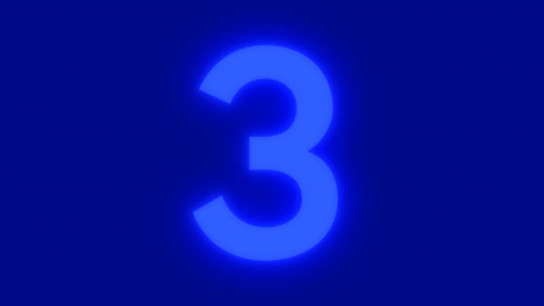 istock Number 3, the best digital symbol, Blue neon light glowing with LED Texture Screen 1473688612