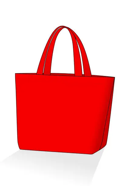 Vector illustration of Red tote bag template on white background