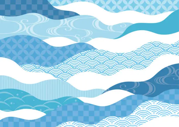 Vector illustration of Japanese wave pattern blue
