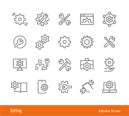 Setting Icons - Editable Stroke - Line Icon Series