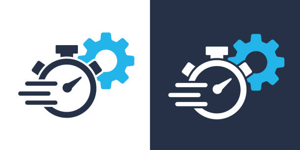 歯車アイコン付きの時間速度 - deadline time clock urgency点のイラスト素材／クリップアート素材／マンガ素材／アイコン素材