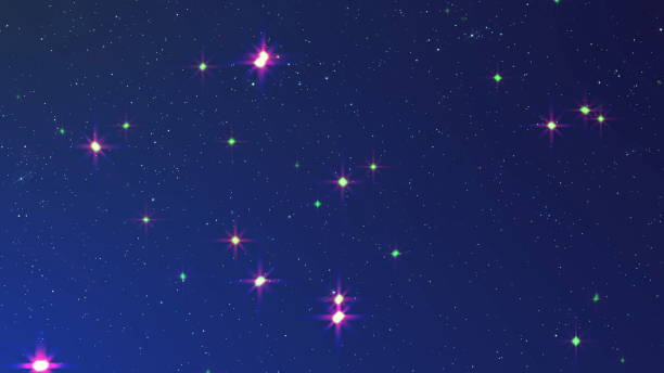 istock Purple star blinking in dark background 1473695472