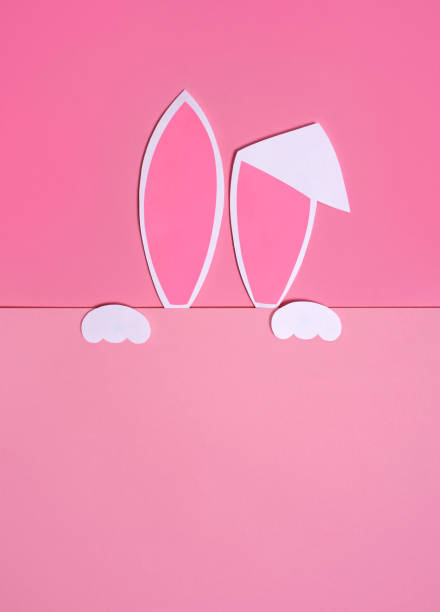 istock Easter background with rabbit ears on a pink background. The concept of Easter. Space for text. 1473701199