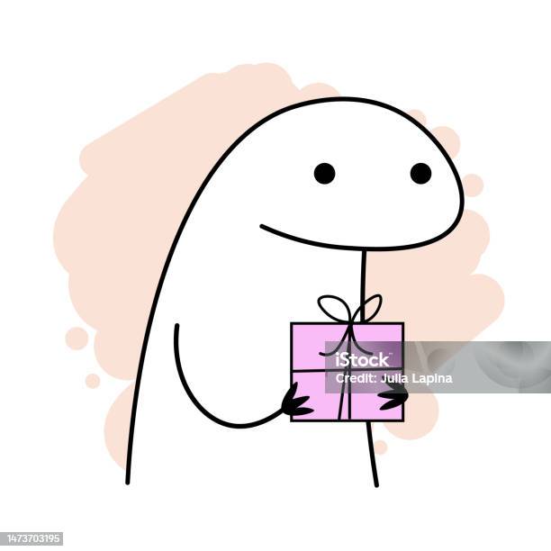 Meme Flork Holding A Gift Box On A Beige Background Stock Illustration -  Download Image Now - iStock