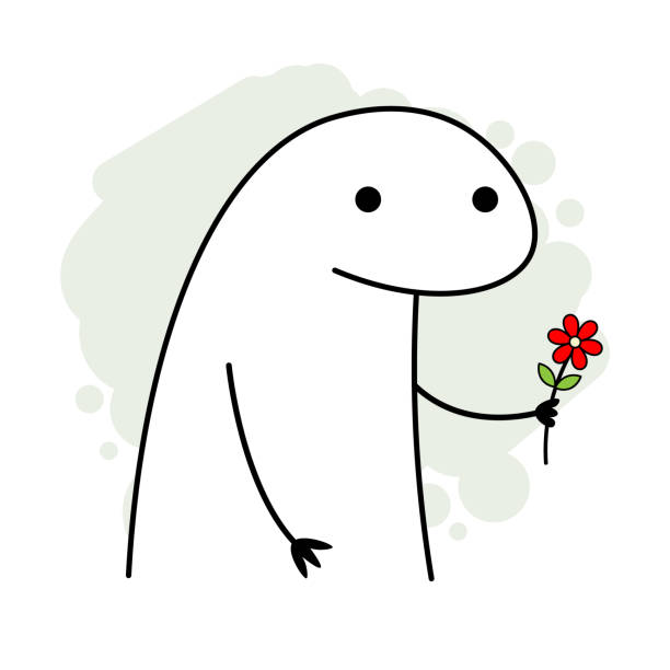 Meme Flork Man Holding A Flower On A Pale Green Background Stock  Illustration - Download Image Now - iStock