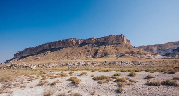 istock Scenery of high mountains and dry grassy field 1473708535