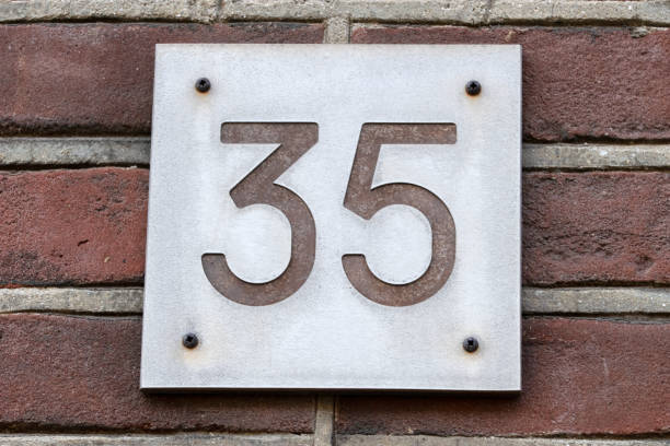 istock Close Up House Number 35 At Amsterdam The Netherlands 1473709793