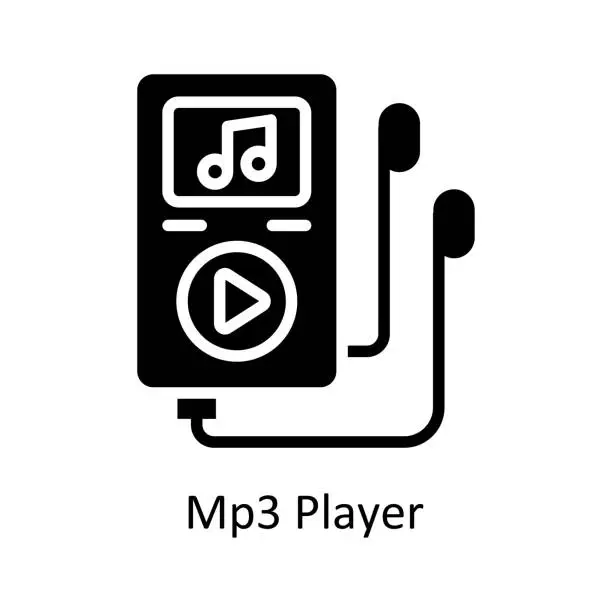 Vector illustration of Mp3 Player Vector Solid icon Design illustration. Music Symbol on White background EPS 10 File