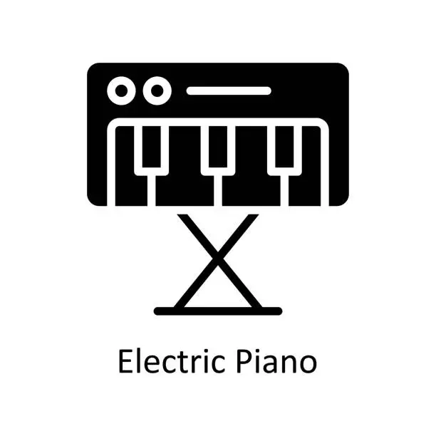 Vector illustration of Electric Piano Vector Solid icon Design illustration. Music Symbol on White background EPS 10 File