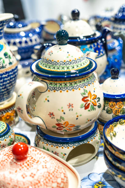 istock Closeu-p of handmade pottery with blue pattern 1473716529