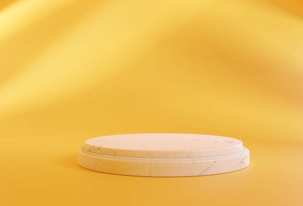 istock white marble podium display with yellow room 1473716935