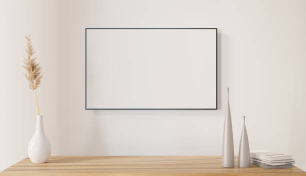 istock Picture frame in white room mock up design 1473716964