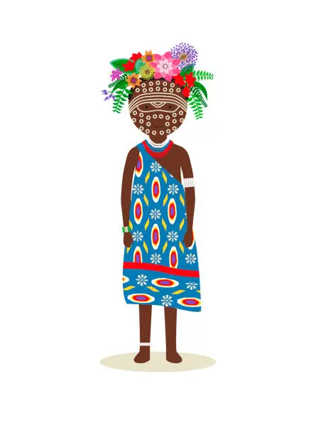 Vector illustration of Ethiopian traditional costume for women