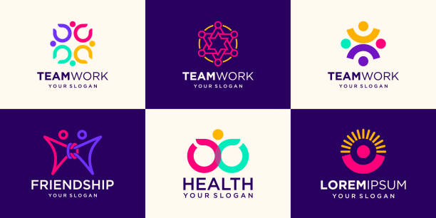 ilustrații de stoc cu șablon de design logo pentru persoane creative - echipă sportivă