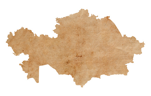 map of Kazakhstan on old brown grunge paper