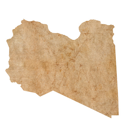 map of Libya on old brown grunge paper