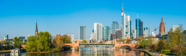 istock Frankfurt panoramic view down Main to modern skyscraper cityscape Germany 1473721755