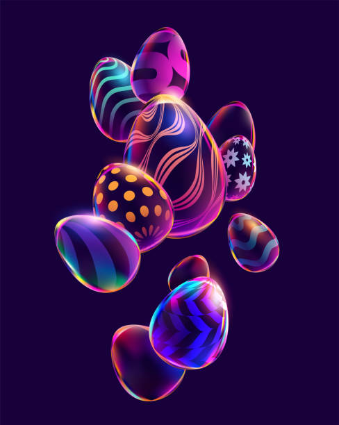 zusammensetzung von 3d-ostereiern. - easter egg easter isolated three dimensional shape stock-grafiken, -clipart, -cartoons und -symbole