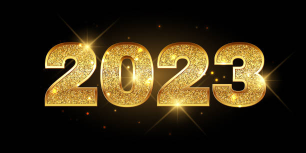 istock Glittery gold Happy New Year banner design 1473732428