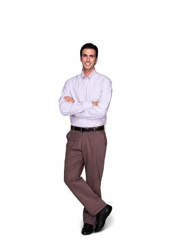 Casual man smiling on white background with clipping path