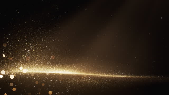 Beautiful Abstract Particle Background, Seamlessly Loopable Animation - Gold Colored Version - Glitter, Christmas, Luxury
