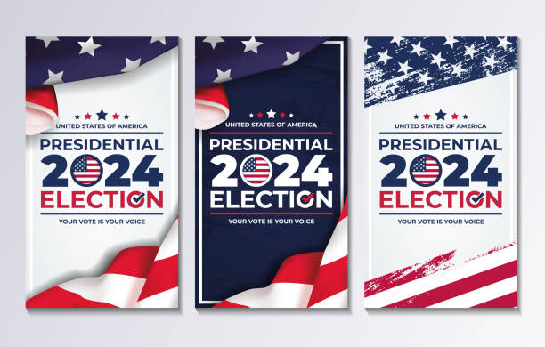 set of vertical illustration vector graphic of united states flag, election and year 2024 perfect for presidential election day in united states, united states flag set of vertical illustration vector graphic of united states flag, election and year 2024 perfect for presidential election day in united states, united states flag gop debate stock illustrations