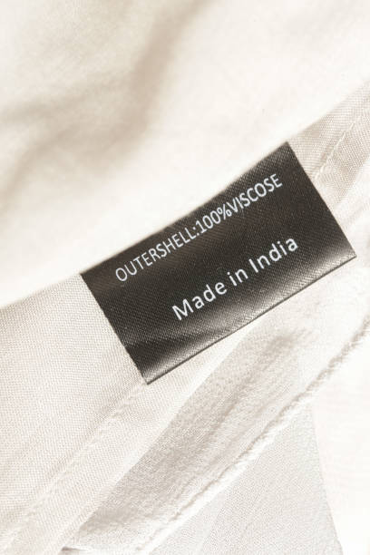 istock Fabric composition label, viscose fabric, made in India. 1473739366