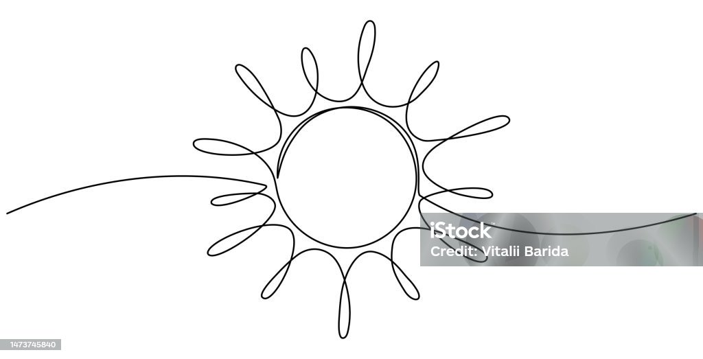 Sun continuous one line art drawing. - Royalty-free Zon vectorkunst Sun continuous one line art drawing. - Royalty-free Zon vectorkunst