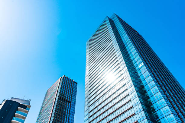 istock Looking up view of office building, Tokyo 1473745987