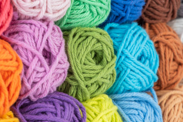 Set of colourful skein yarn Set of colourful skein yarn as background Crochet stock pictures, royalty-free photos & images