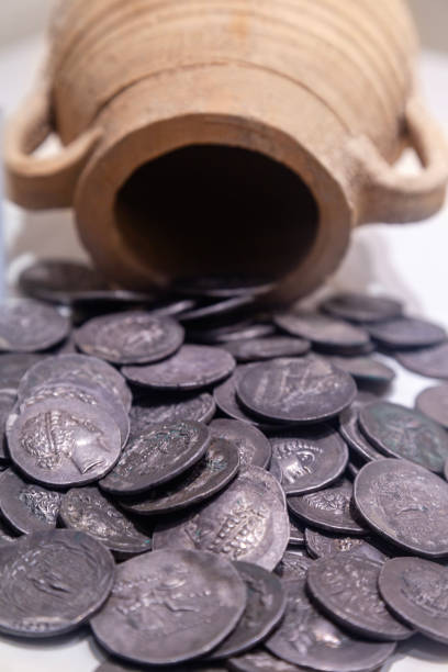istock A cube of silver coin found in a field in Turkey. 1473752592
