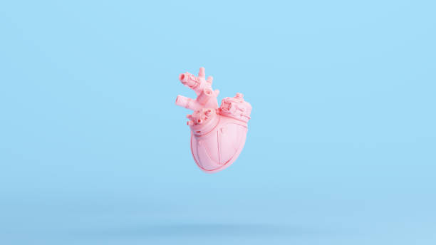 istock Pink Artificial Human Heart Bionic Cyborg Futuristic Robotic Blue Background 1473752898