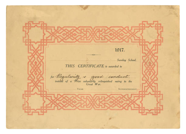istock Sunday School certificate for 'Regularity and Good Conduct' awarded in 1917 1473752946