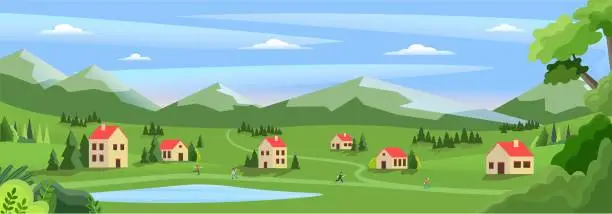 Vector illustration of Summer panorama concept