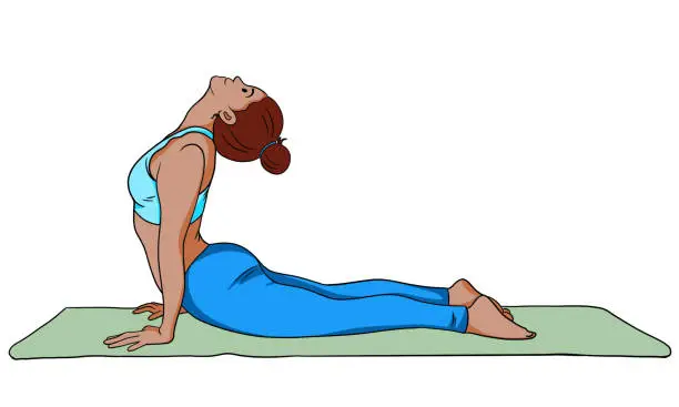 Vector illustration of Yoga woman on yoga cushion illustration