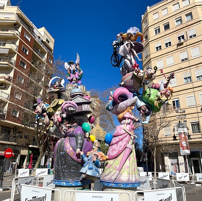 Valencia, Comunidad Valenciana, Spain - March 14: Ninot dolls are displayed on the streets ahead of 'Las Fallas de Valencia' Fireworks Festival.\n\nLas Fallas or \