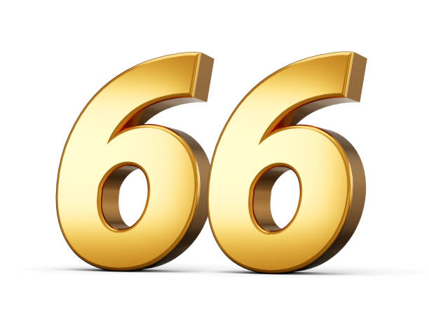 istock Golden metallic Number 66 Sixty six, White background 3d illustration 1473759344
