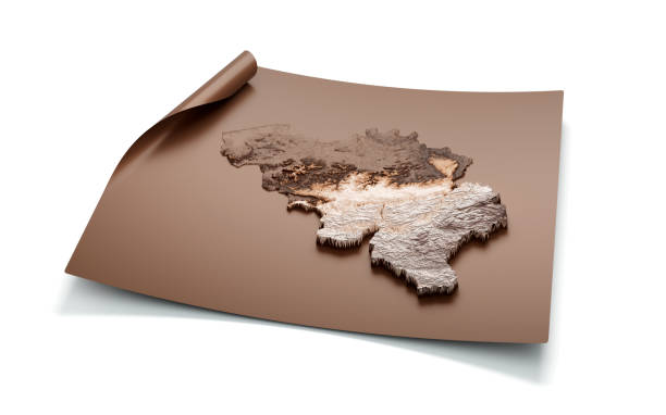 istock Map Of Belgium Old Style Brown On Unrolled Map Paper Sheet, 3D illustration 1473759627