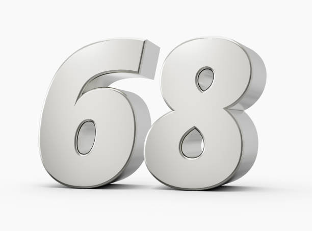 istock Silver 3d numbers 68 Sixty eight. Isolated white background 3d illustration 1473759808