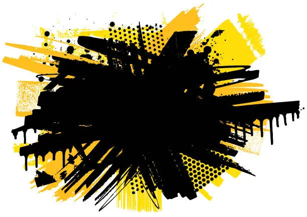 Vector illustration of Modern yellow and black grunge vector design