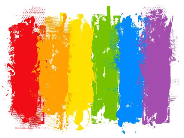 Vector illustration of Rainbow colored grunge paint strokes background