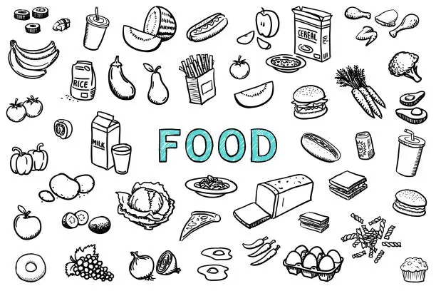 Vector illustration of Food doodles illustration