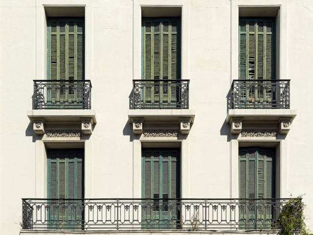 Facade of old colonial architecture in Montevideo, Uruguay