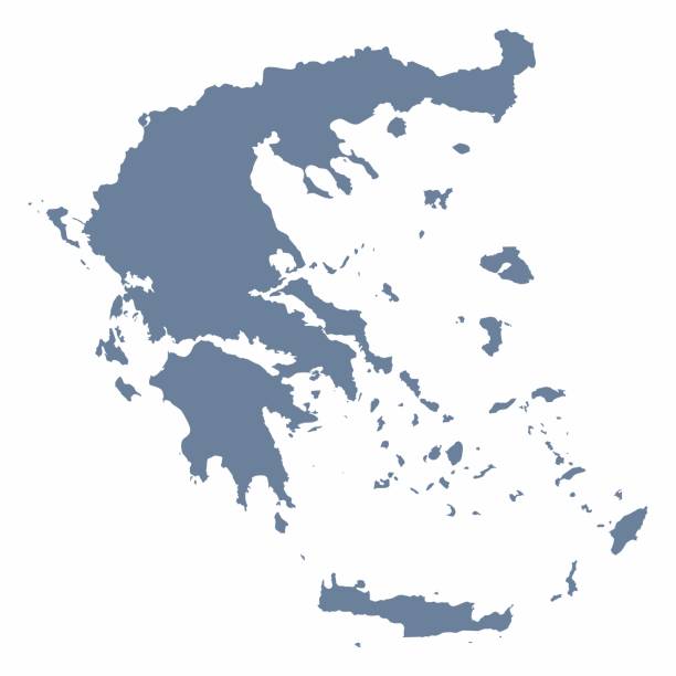 Greece map silhouette Greece map silhouette isolated on white background crete cartoon stock illustrations