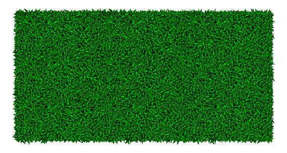 Green astro turf mat with grass texture. Carpet or lawn top view. Vector background. Baseball, soccer, football or golf field. Fake plastic or fresh natural ground for game play.