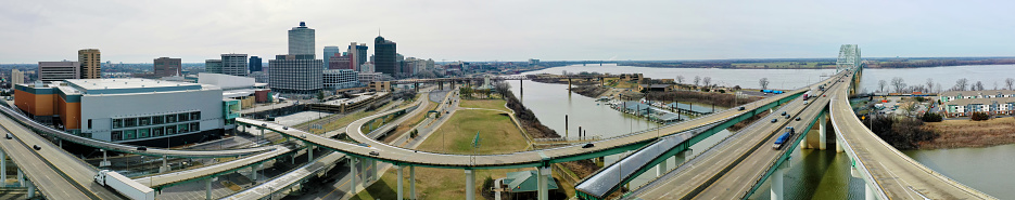 An aerial panorama of Memphis, Tennessee, United States