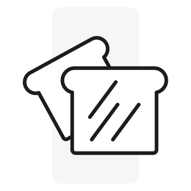 ikona czarnych toastów na białym tle. ilustracja wektorowa. - french toast toast butter breakfast stock illustrations