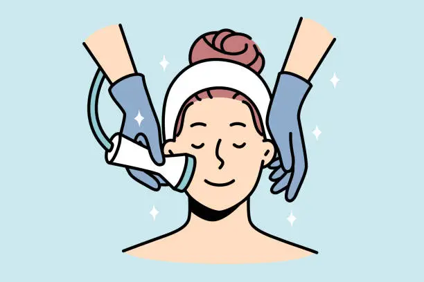 Vector illustration of Woman enjoy face care treatment in salon