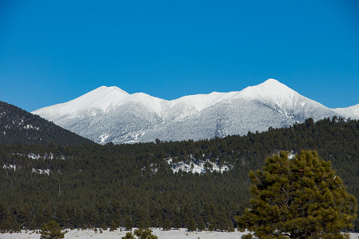 Snow covered peak in Flagstaff, Arizona